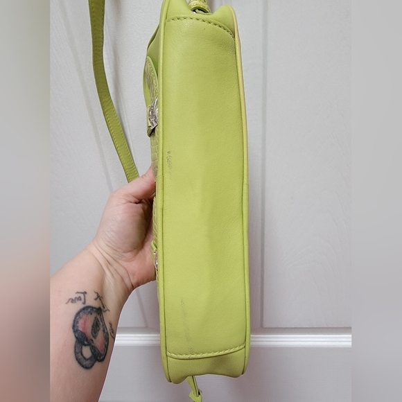 Brighton Leather Lime Green Crocodile Pattern Women's Crossbody Bag & Wallet - Picture 4 of 7